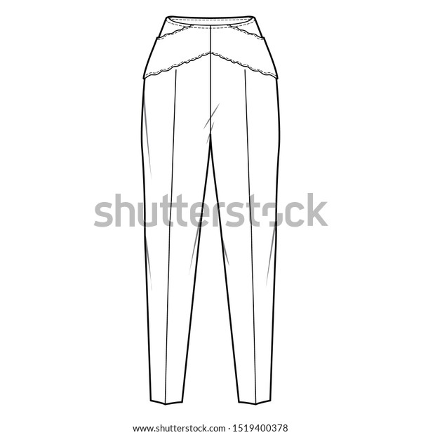 Pants Fashion Flat Sketch Template Stock Vector (Royalty Free) 1519400378