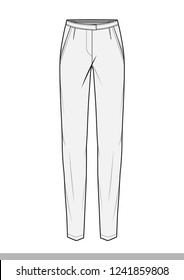 Pants fashion flat technical drawing template
