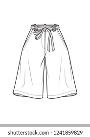 Pants fashion flat technical drawing template