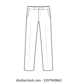 Pants fashion flat technical drawing template