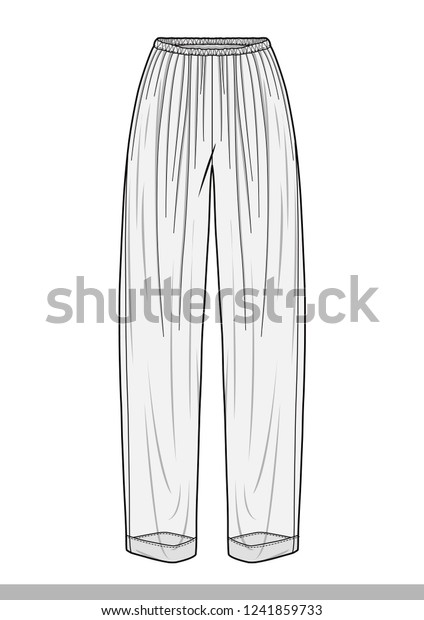 Pants Fashion Flat Technical Drawing Template Stock Vector (Royalty ...