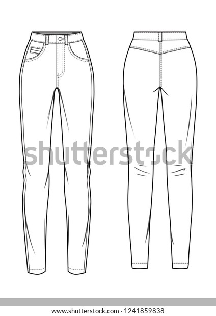 Pants Fashion Flat Technical Drawing Template Stock Vector (Royalty ...