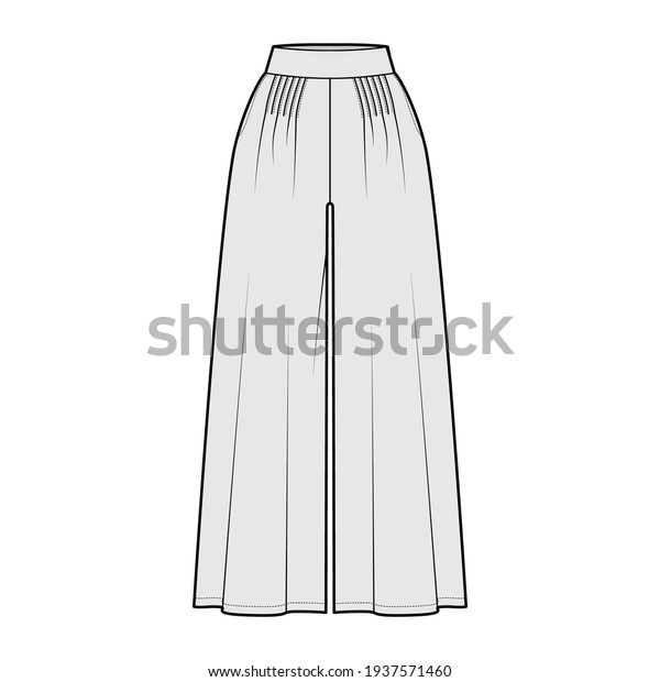 Pants Gaucho Technical Fashion Illustration Normal Stock Vector ...