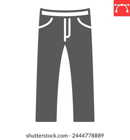 Pants glyph icon, clothes and shopping, trousers vector icon, vector graphics, editable stroke solid sign, eps 10.