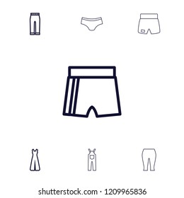 Pants icon. collection of 7 pants outline icons such as jumpsuit, sport shorts. editable pants icons for web and mobile.