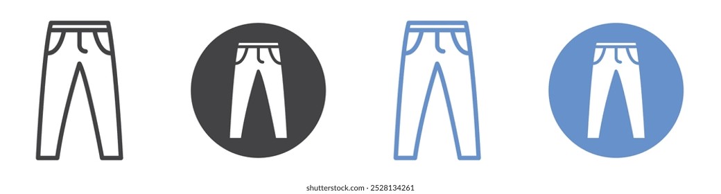 Hosen-Symbol Flache Kunst in Schwarz-Weiß einzeln