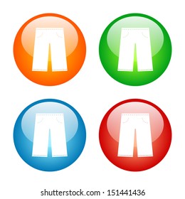 Pants Icon Glass Button Icon Set.  Vector format, colors can be easily adjusted.