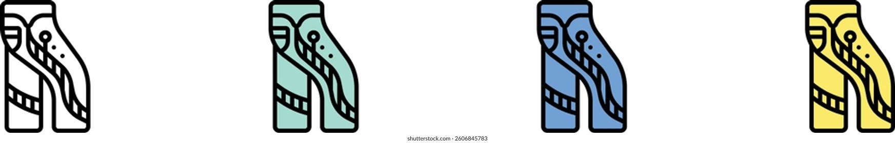 pants icon. Outline, Green, Blue and Yellow Style Design Isolated On White Background