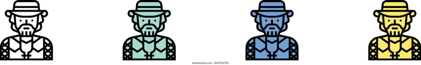 pants icon. Outline, Green, Blue and Yellow Style Design Isolated On White Background