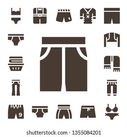 pants icon set. 17 filled pants icons.  Simple modern icons about  - Bikini, Underwear, Clothes, Short, Jeans, Bolero, Scarf, Sweatpants, Shorts, Swim shorts
