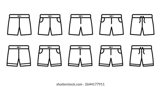 Icono de pantalones. Pantalones cortos Icono de contorno, Ilustración vectorial
