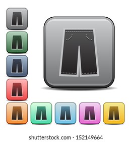 Pants Icon Square Vector Icon with Color Variations
