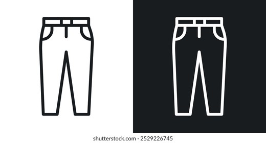 Icono de pantalones en color negro de línea delgada. ilustración de símbolos de Vector simple plano.