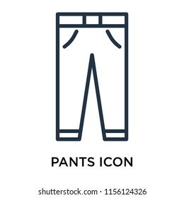 Pants icon vector isolated on white background, Pants transparent sign , line symbol or linear element design in outline style