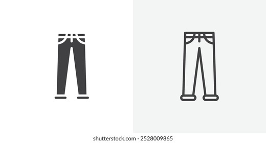 Conjunto de iconos de Vector de pantalones en color blanco y negro.