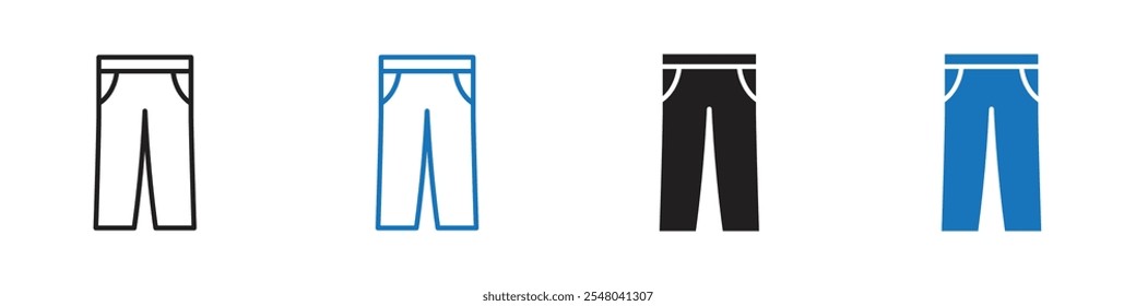 Pants icon Vector set outline