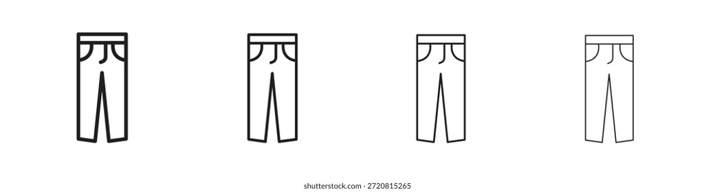 Iconos de pantalones delinean el diseño de Vector negro. Línea con trazo editable.