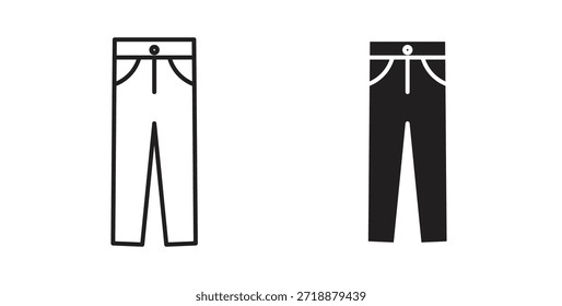 Conjunto de iconos de pantalones aislados sobre fondo blanco Ilustración vectorial plana.