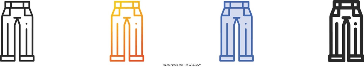 pants icon.Thin Linear, Gradient, Blue Stroke and bold Style Design Isolated On White Background