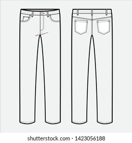 PANTS JEANS fashion flat sketch template