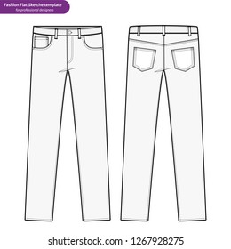 PANTS JEANS Fashion flat technical drawing vector template