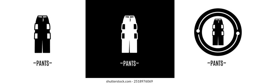 Pants logo set. Collection of black and white logos. Stock vector.