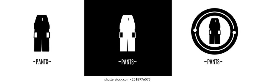 Pants logo set. Collection of black and white logos. Stock vector.