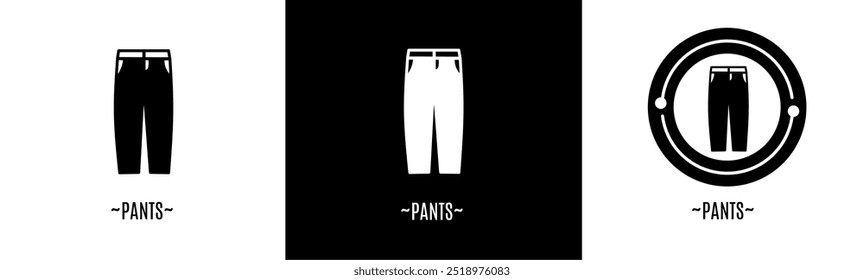 Pants logo set. Collection of black and white logos. Stock vector.