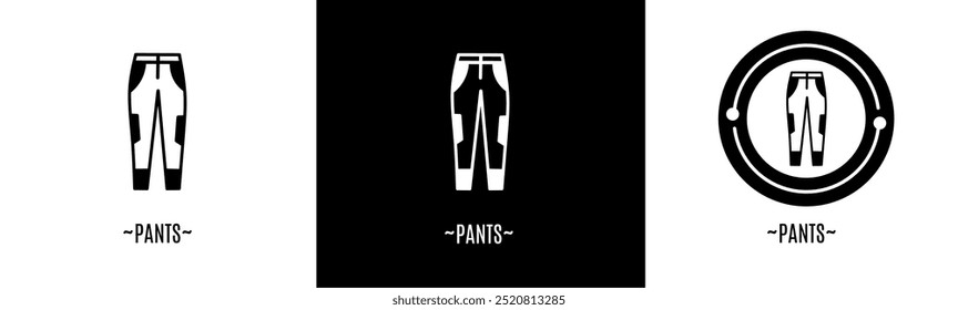 Pants logo set. Collection of black and white logos. Stock vector.