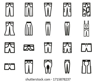 Pants Long & Short Icons Black & White Set Big