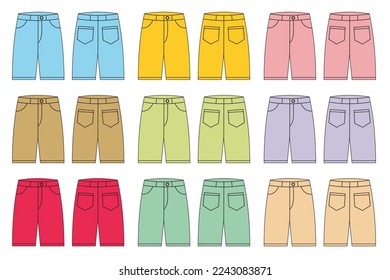 Pants mock up Vector Art. Trousers vector mock up of various colors