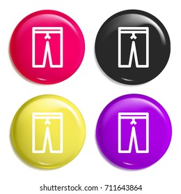 Pants multi color glossy badge icon set. Realistic shiny badge icon or logo mockup