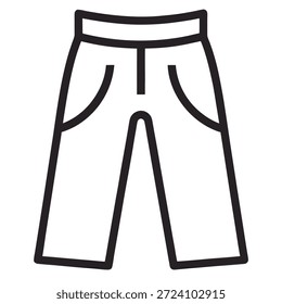 Vector del icono del contorno de los pantalones en el fondo blanco 