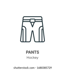 Pants outline vector icon. Thin line black pants icon, flat vector simple element illustration from editable hockey concept isolated stroke on white background