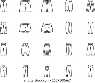 Pants Outline Vector Icons Pack