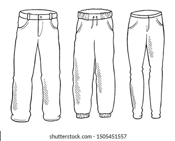 Pants set graphic black white isolated sketch illustration vector