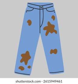 Pants with Stains Hand Drawn Flat Vector Illustration