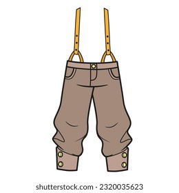 Pants with suspenders and buttons color variation for coloring page on a white background