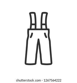 pants with suspenders. linear icon. Line with editable stroke