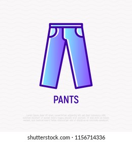 Pants thin line icon. Modern vector illustration of apparel.