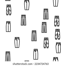 pants trousers fashion vector seamless pattern thin line illustration
