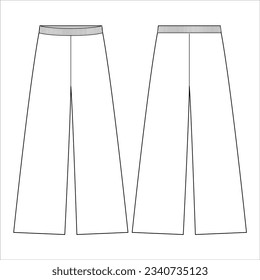Pants, Trousers Vector Flat Sketch Template