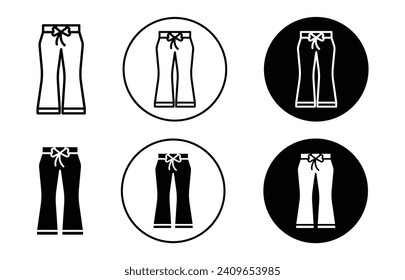 Pants trousers vector icon set collection. Pants trousers Outline flat Icon.