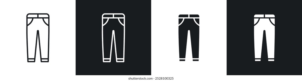 Pants vector icon set in black and white