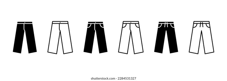 Juego de iconos vectoriales de los pantalones. Símbolo de pantalones largos. Logo de los pantalones Unisex