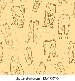 Pants,legs fashion brown vector seamless pattern . 
