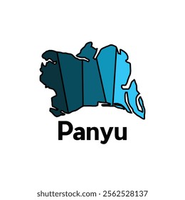 Panyu City of China map vector illustration, creative design template