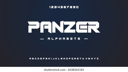 Panzer  Abstract modern urban alphabet fonts. Typography sport, simple, technology, fashion, digital, future creative logo font. vector illustration	