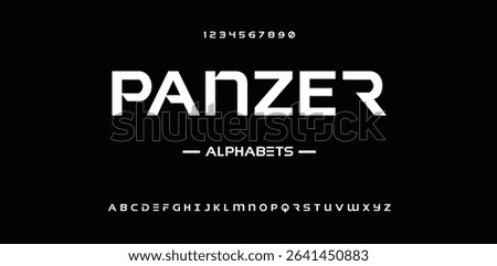 Panzer  minimal logo alphabet font. Typography abstract sans serif technology, electronic, movie, future, creative logos fonts. vector illustration 