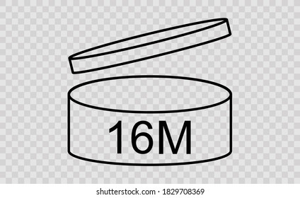 PAO 16 m icon. Period after opening 16 months icon. Vector Illustration.